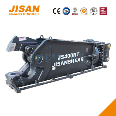 Cisailles à métaux pour excavatrice JS400RT conçues pour une efficacité et une résistance maximales, vanne de vitesse de rotation à 360 degrés et force de coupe de 800T