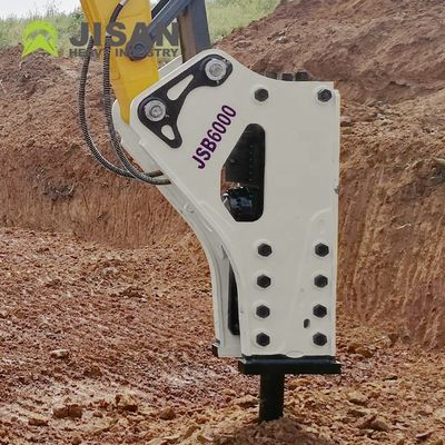 Casse-roche hydraulique avec une pression de fonctionnement de 160 à 180 kg/cm2 et un débit d'huile de 150 à 190 l/min et un taux d'impact de 350 à 500 bpm pour les excavatrices